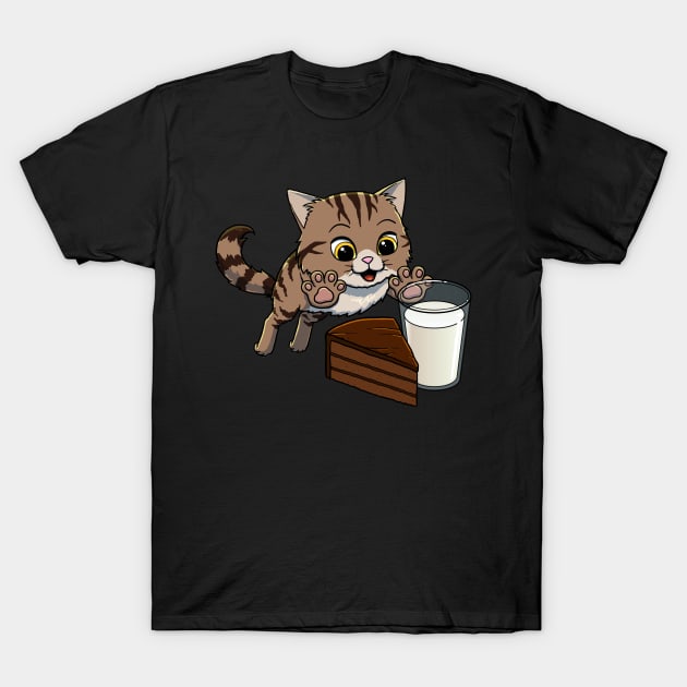 Siberian Cat excited to have Chocolate Cake with Milk T-Shirt by Crazy Cool Catz